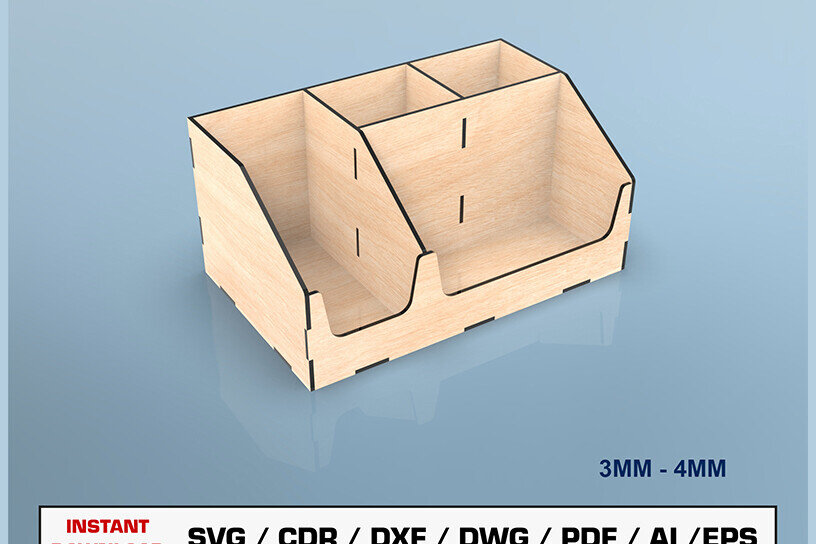 Σετ των 2 Intra απο ξύλο plywood 3mm-4mm πάχος - Desk Organizer  κοπής με λέιζερ Δίασταση 20x20 cm INTRAFABR-105201067