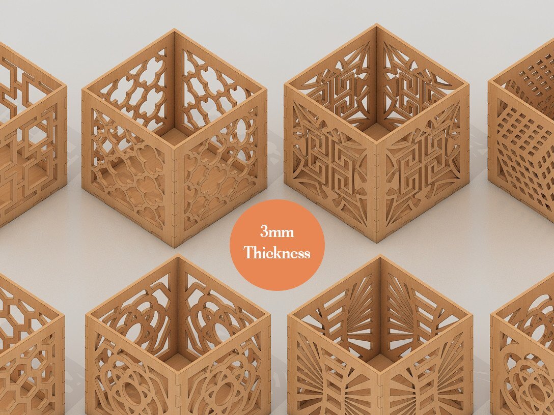 Intra απο ξύλο plywood 3mm-4mm πάχος - Desk Pencil Box Collection Digital Cuts Δίασταση 30x20 cm INTRAFABR-41518729