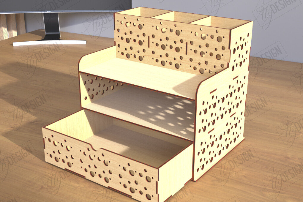 Intra απο ξύλο plywood 3mm-4mm πάχος - Desktop Office Organizer Laser Cut | CNC Δίασταση 30x20 cm INTRAFABR-123135185