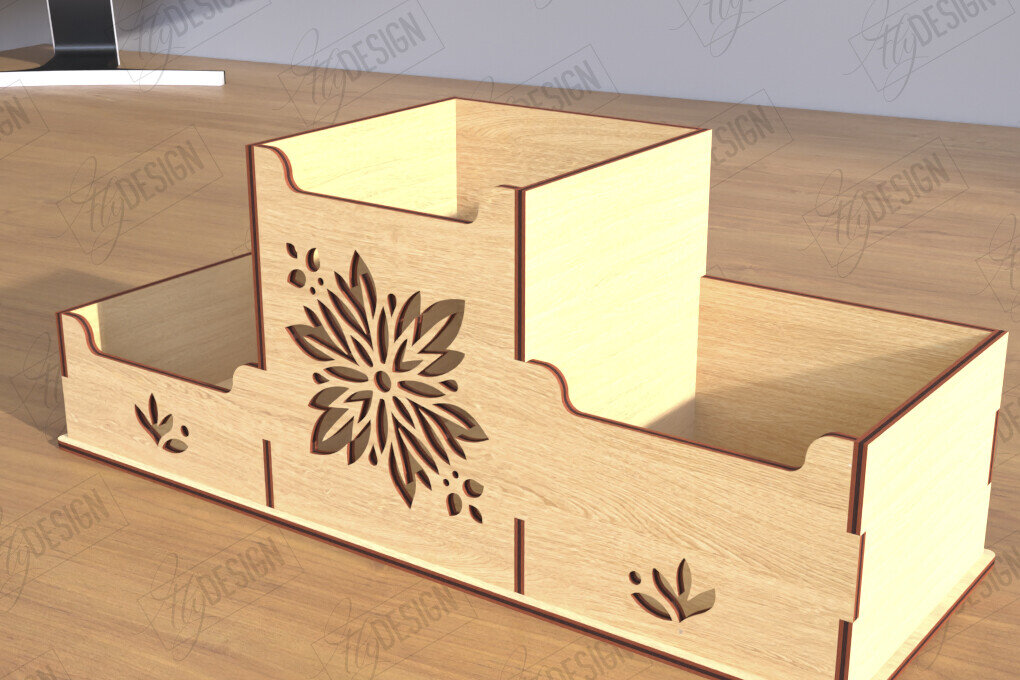 Intra απο ξύλο plywood 3mm-4mm πάχος - Desktop Office Organizer Laser Cut | CNC Δίασταση 30x20 cm INTRAFABR-123135220