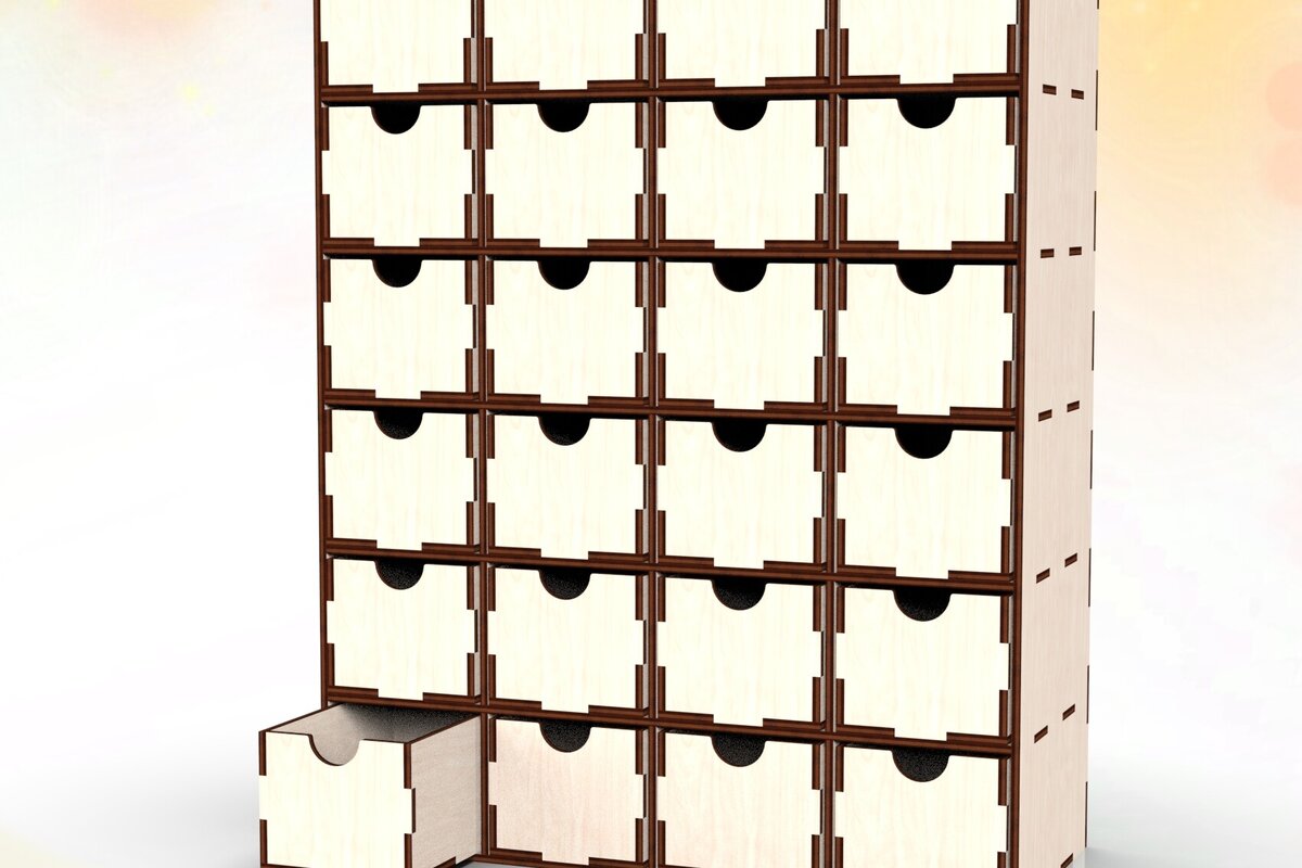 Intra απο ξύλο plywood 3mm-4mm πάχος - Desktop Organizer 24 Drawers Laser  Δίασταση 30x20 cm INTRAFABR-111162998