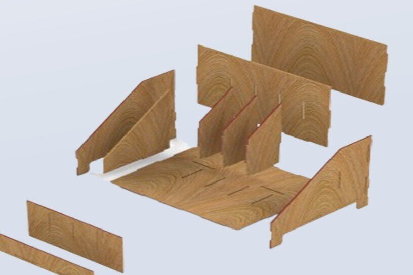 Intra απο ξύλο plywood 3mm-4mm πάχος - Desktop Organizer Κουτί ξύλινης κοπής με λέιζερ Δίασταση 250x165 cm INTRAFABR-121831402