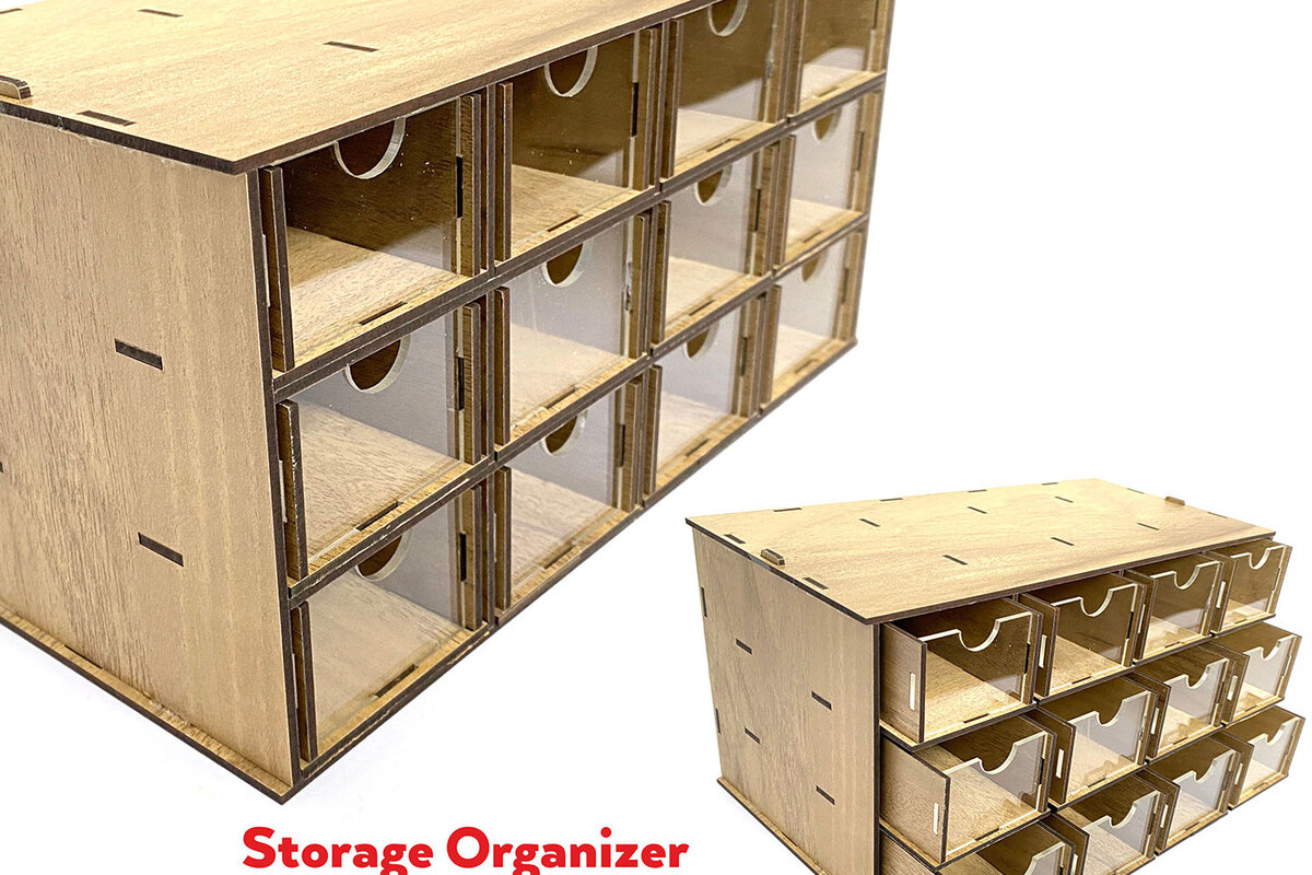 Intra απο ξύλο plywood 3mm-4mm πάχος - Desktop Organizer , Hobby Storage Box Δίασταση 15x30 cm INTRAFABR-65815690