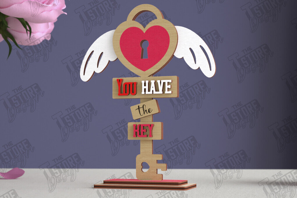 Σετ των 2 Intra απο ξύλο plywood 3mm-4mm πάχος - Επιτραπέζιο Πινακίδα κατεύθυνσης Αγίου Βαλεντίνου|CNC Δίασταση 20x20 cm INTRAFABR-112629861