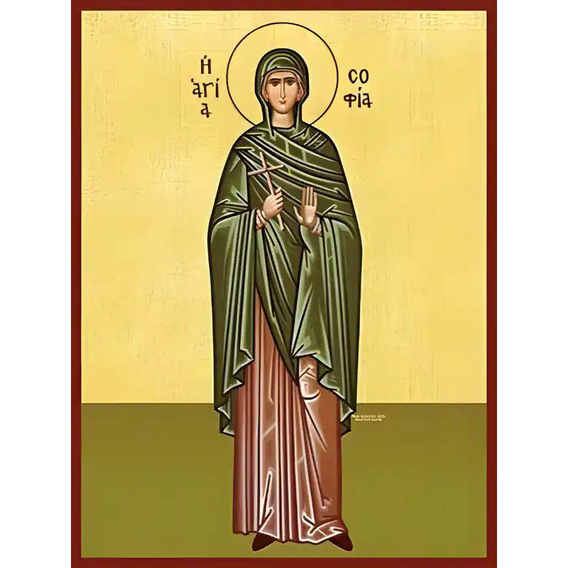Εικόνα Ορθοδοξίας με περίγραμμα χρυσό σε ξύλο Φλαμουρίας  με  βάση Εικόνα ΑΓΙΑ ΣΟΦΙΑ, ΟΛΟΣΩΜΗ Χειροποίητη Ελληνορθόδοξη εικόνα του Ιησού Χριστού, Κρεμαστή πλάκα βυζαντινής τέχνης, χριστιανική τέχνη Διάσταση 40x30 cm (10,2x7,9 ίντσες)  INTRAEK-144775786523