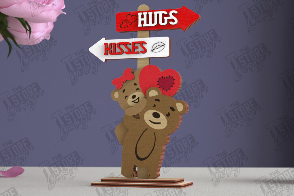 Σετ των 2 Intra απο ξύλο plywood 3mm-4mm πάχος - Επιτραπέζιο Πινακίδα κατεύθυνσης Αγίου Βαλεντίνου|CNC Δίασταση 20x20 cm INTRAFABR-112629844