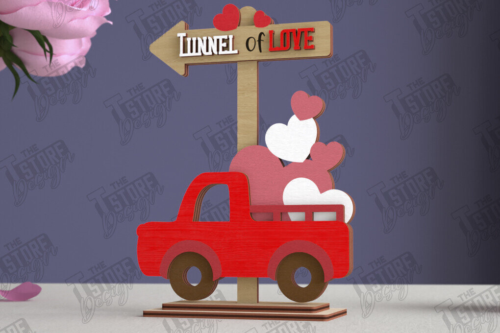 Σετ των 2 Intra απο ξύλο plywood 3mm-4mm πάχος - Επιτραπέζιο Πινακίδα κατεύθυνσης Αγίου Βαλεντίνου|CNC Δίασταση 20x20 cm INTRAFABR-112629851