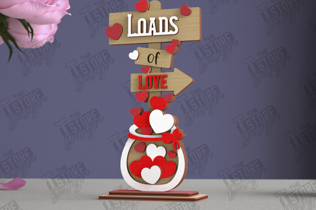 Σετ των 2 Intra απο ξύλο plywood 3mm-4mm πάχος - Επιτραπέζιο Πινακίδα κατεύθυνσης Αγίου Βαλεντίνου|CNC Δίασταση 20x20 cm INTRAFABR-112629856