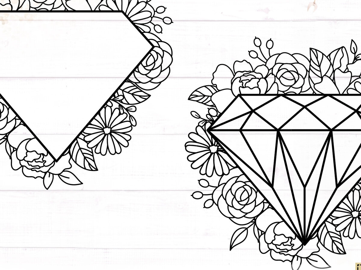 Σετ των 2 Intra απο ξύλο plywood 3mm-4mm πάχος - Diamond Floral Frame  Δίασταση 20x25 cm INTRAFABR-117720718