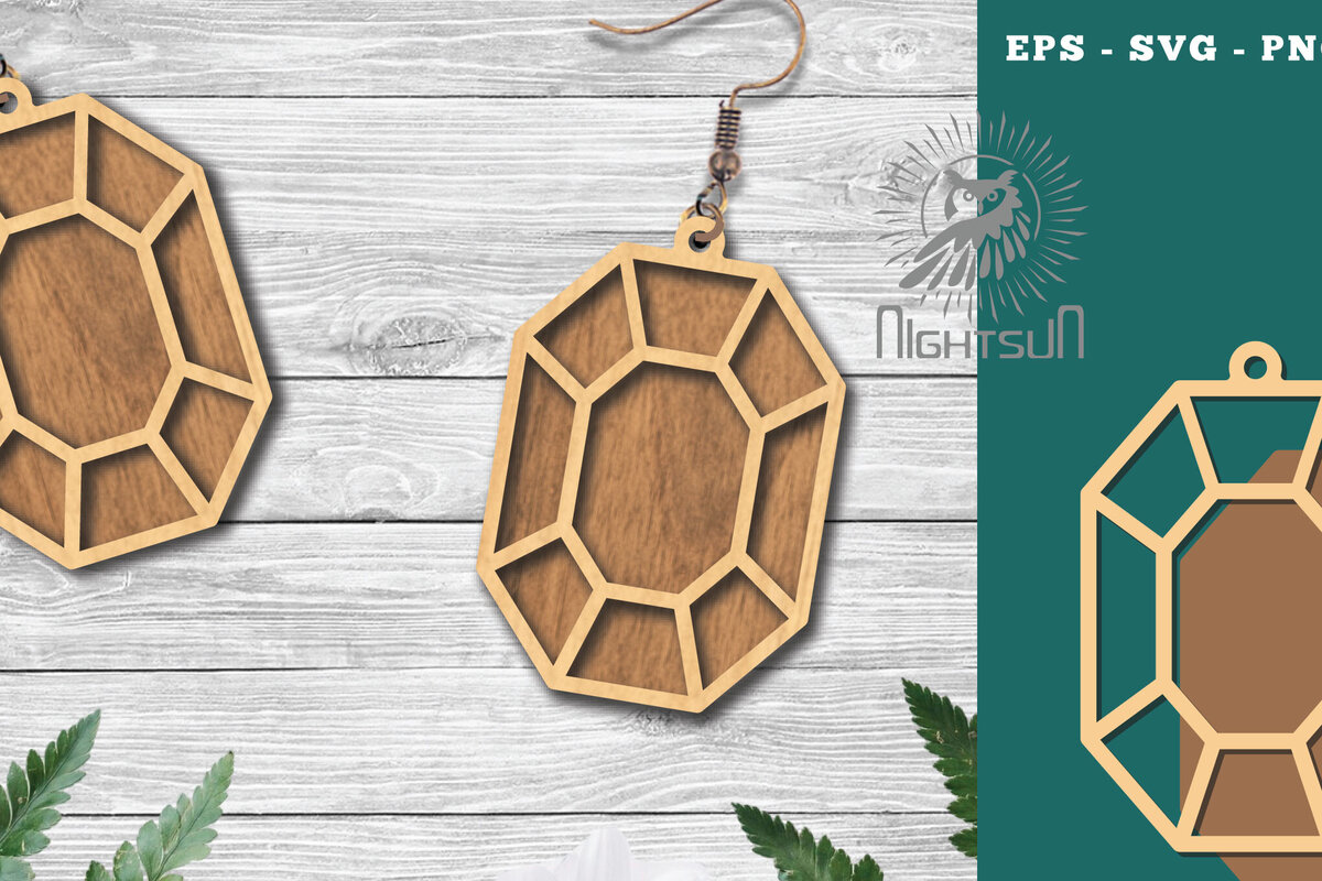 Σετ των 3 Intra απο ξύλο plywood 3mm-4mm πάχος - Διαμαντένια σκουλαρίκια κοπής με λέιζερ 1 Δίασταση 3x3 cm INTRAFABR-114021387