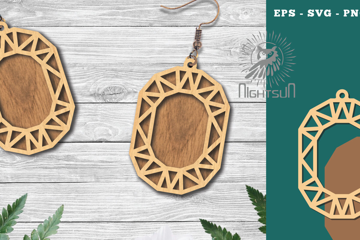 Σετ των 3 Intra απο ξύλο plywood 3mm-4mm πάχος - Διαμαντένια σκουλαρίκια κοπής με λέιζερ 4 Δίασταση 3x3 cm INTRAFABR-114021535