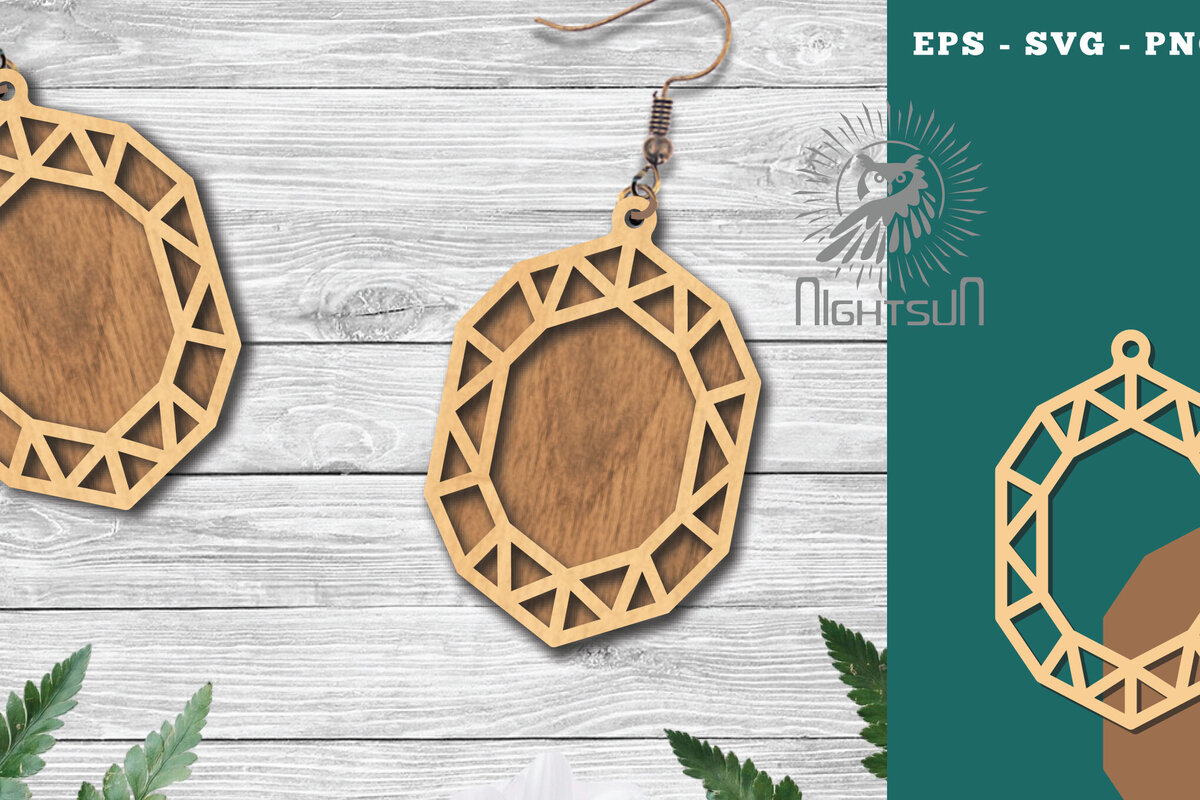 Σετ των 3 Intra απο ξύλο plywood 3mm-4mm πάχος - Διαμαντένια σκουλαρίκια κοπής με λέιζερ 9 Δίασταση 3x3 cm INTRAFABR-114021947