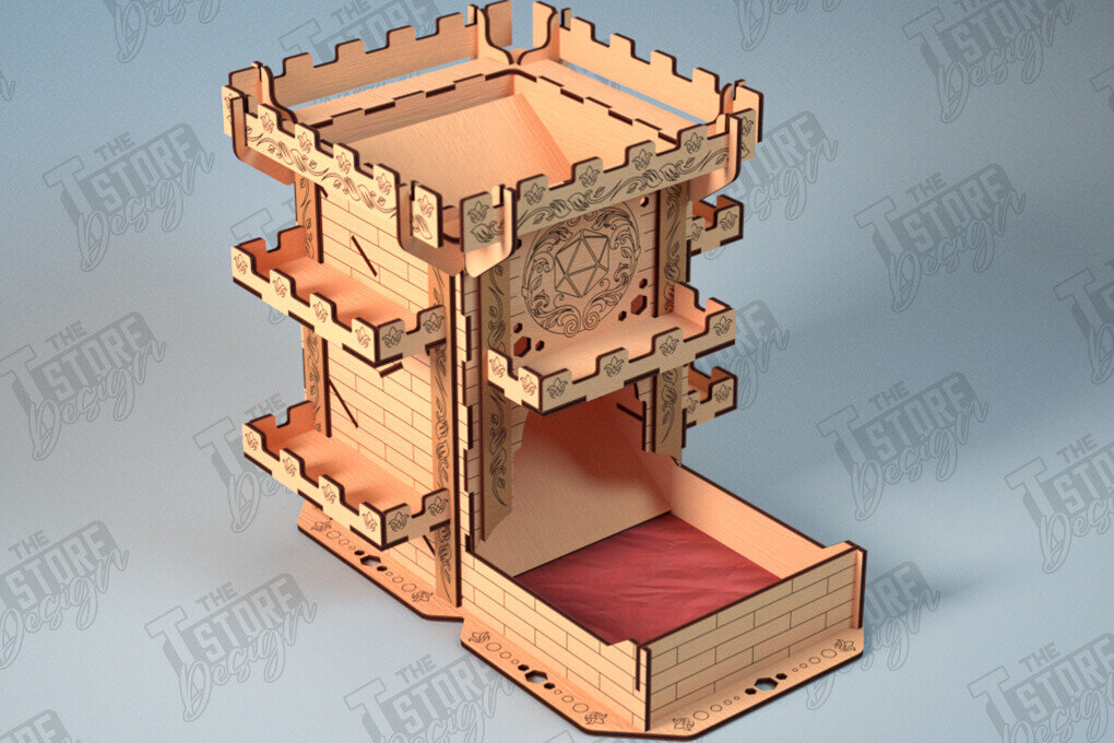 Σετ των 2 Intra απο ξύλο plywood 3mm-4mm πάχος - Πύργος Ζαριών | Επιτραπέζιο παιχνίδι | Παιχνίδι με ζάρια |DND Δίασταση 15x15 cm INTRAFABR-118475860