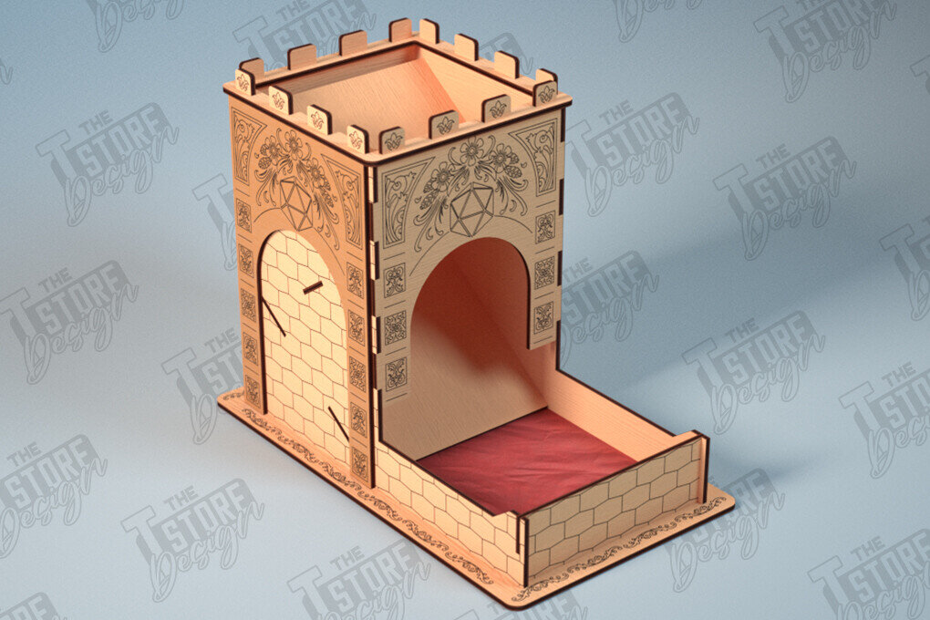 Σετ των 2 Intra απο ξύλο plywood 3mm-4mm πάχος - Πύργος Ζαριών | Επιτραπέζιο παιχνίδι | Παιχνίδι με ζάρια |DND Δίασταση 15x15 cm INTRAFABR-118475863