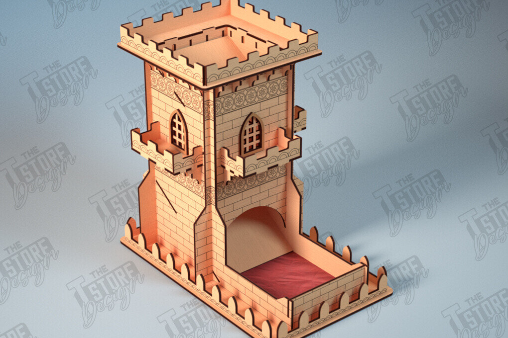 Σετ των 2 Intra απο ξύλο plywood 3mm-4mm πάχος - Πύργος Ζαριών | Επιτραπέζιο παιχνίδι | Παιχνίδι με ζάρια |DND Δίασταση 15x15 cm INTRAFABR-118475866