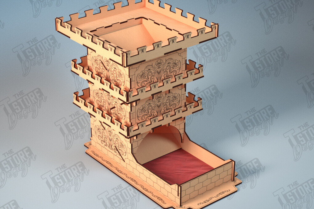 Σετ των 3 Intra απο ξύλο plywood 3mm-4mm πάχος - Πύργος Ζαριών | Επιτραπέζιο παιχνίδι | Παιχνίδι με ζάρια |DND Δίασταση 15x15 cm INTRAFABR-118475872