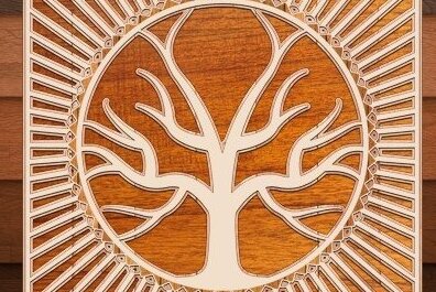 Σετ των 2 Intra απο ξύλο plywood 3mm-4mm πάχος - Ψηφιακό πολυστρωματικό κομμένο δέντρο με λέιζερ Δίασταση 20x20 cm INTRAFABR-33028639