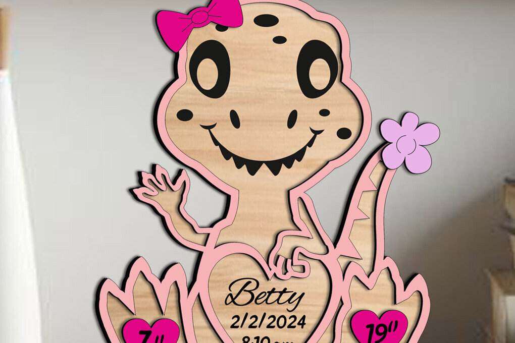 Intra απο ξύλο plywood 3mm-4mm πάχος - Πίνακας ανακοινώσεων Dino Baby Newborn  Δίασταση 40x50 cm INTRAFABR-103244739