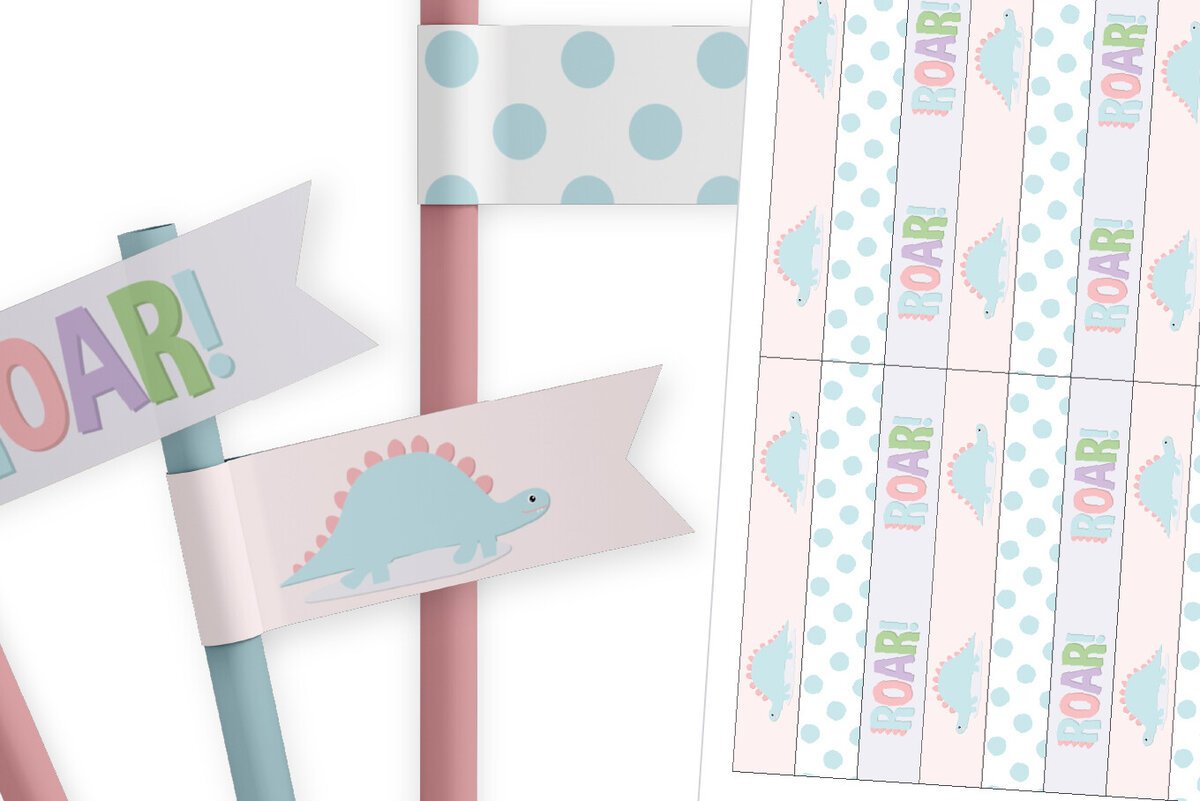 Σετ των 3 Intra απο ξύλο plywood 3mm-4mm πάχος - Dino Baby Shower Flags | Jurassic-Themed Δίασταση 5x0 cm INTRAFABR-115664442