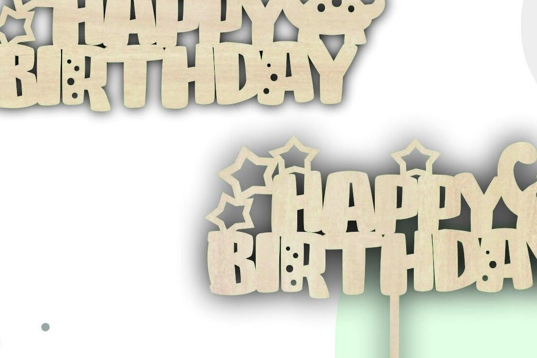 Σετ των 2 Intra απο ξύλο plywood 3mm-4mm πάχος - Dino Happy Birthday Cake Topper  Δίασταση 20x20 cm INTRAFABR-32100853