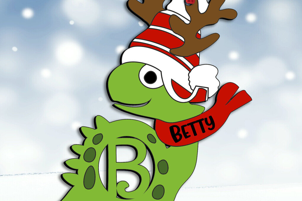 Σετ των 3 Intra απο ξύλο plywood 3mm-4mm πάχος - Χριστουγεννιάτικο στολίδι Laser Dino Letter B Δίασταση 6x6 cm INTRAFABR-111610208