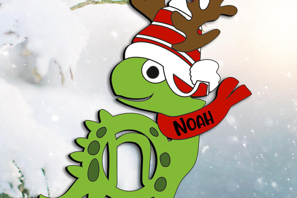 Σετ των 3 Intra απο ξύλο plywood 3mm-4mm πάχος - Χριστουγεννιάτικο εορταστικό στολίδι Dino N Letter Δίασταση 6x6 cm INTRAFABR-111682641