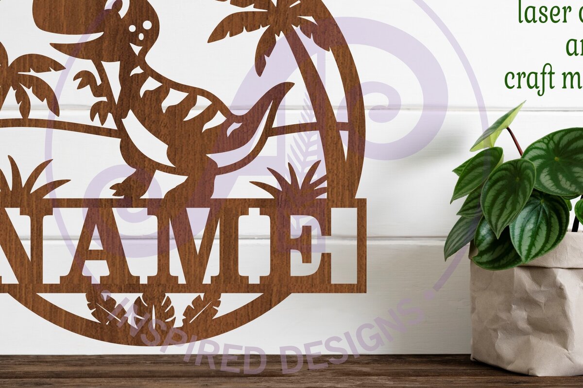 Intra απο ξύλο plywood 3mm-4mm πάχος - Σήμα ονόματος Dino T Rex  Laser Cut Δίασταση 30x20 cm INTRAFABR-99803828