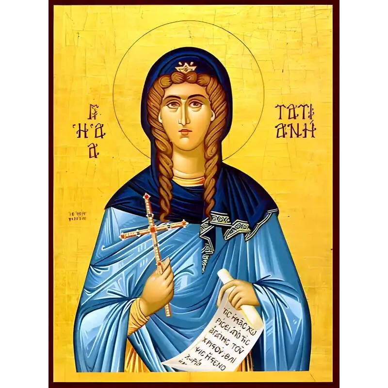 Εικόνα Ορθοδοξίας με περίγραμμα χρυσό σε ξύλο Φλαμουρίας  με  βάση Εικόνα ΑΓΙΑ ΤΑΤΙΑΝΗ, ΜΑΡΤΥΣ, ΡΩΜΑΙΑ Χειροποίητη Ελληνορθόδοξη εικόνα του Ιησού Χριστού, Κρεμαστή πλάκα βυζαντινής τέχνης, χριστιανική τέχνη Διάσταση 40x30 cm (10,2x7,9 ίντσες)  INTRAEK-144