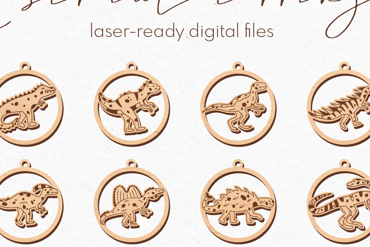 Σετ των 3 Intra απο ξύλο plywood 3mm-4mm πάχος - Πακέτο με σκουλαρίκια δεινοσαύρων |  Δίασταση 3x3 cm INTRAFABR-71916620