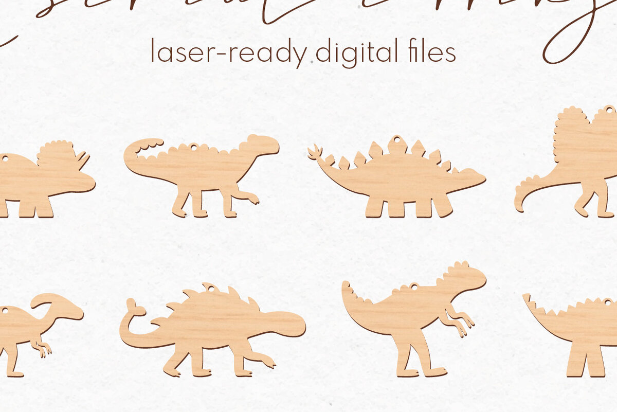 Σετ των 3 Intra απο ξύλο plywood 3mm-4mm πάχος - Πακέτο με σκουλαρίκια δεινοσαύρων |  Δίασταση 3x3 cm INTRAFABR-75805169