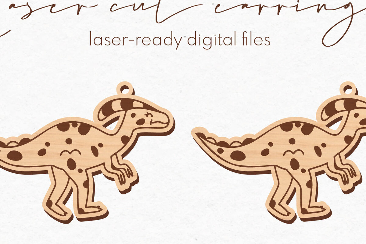 Σετ των 3 Intra απο ξύλο plywood 3mm-4mm πάχος -  κοπής με λέιζερ σκουλαρίκια Dinosaur Δίασταση 3x3 cm INTRAFABR-74825224