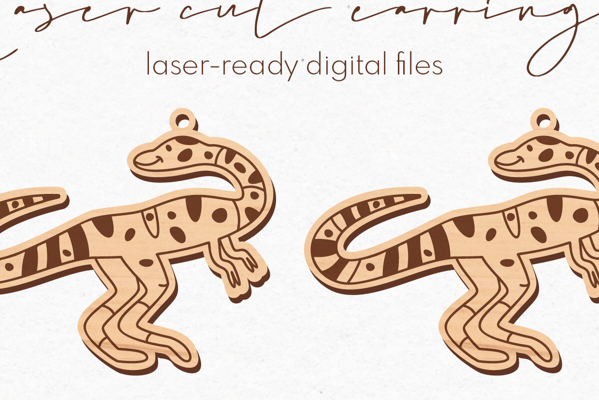 Σετ των 3 Intra απο ξύλο plywood 3mm-4mm πάχος -  κοπής με λέιζερ σκουλαρίκια Dinosaur Δίασταση 3x3 cm INTRAFABR-75540355