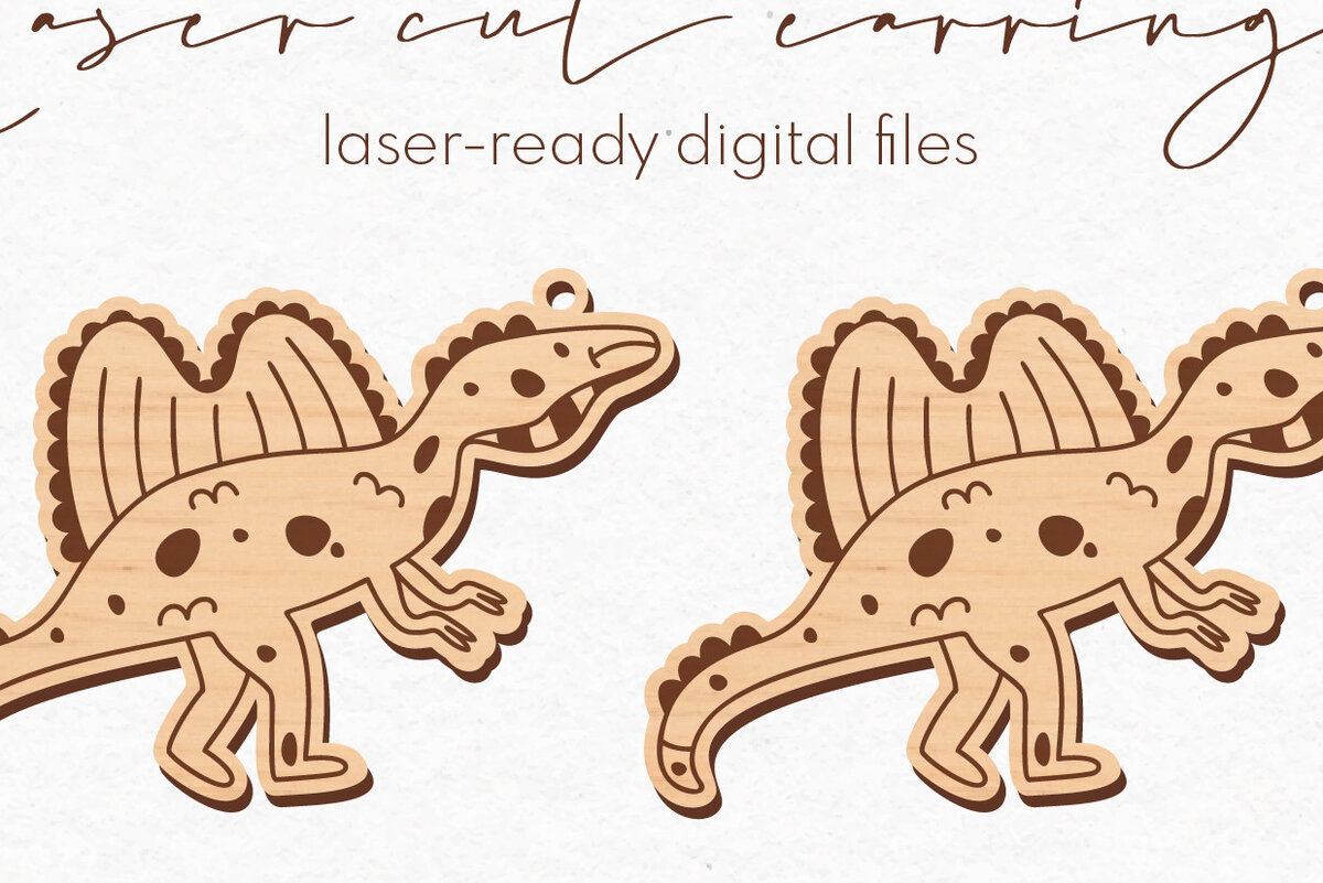 Σετ των 3 Intra απο ξύλο plywood 3mm-4mm πάχος -  κοπής με λέιζερ σκουλαρίκια Dinosaur Δίασταση 3x3 cm INTRAFABR-75612923