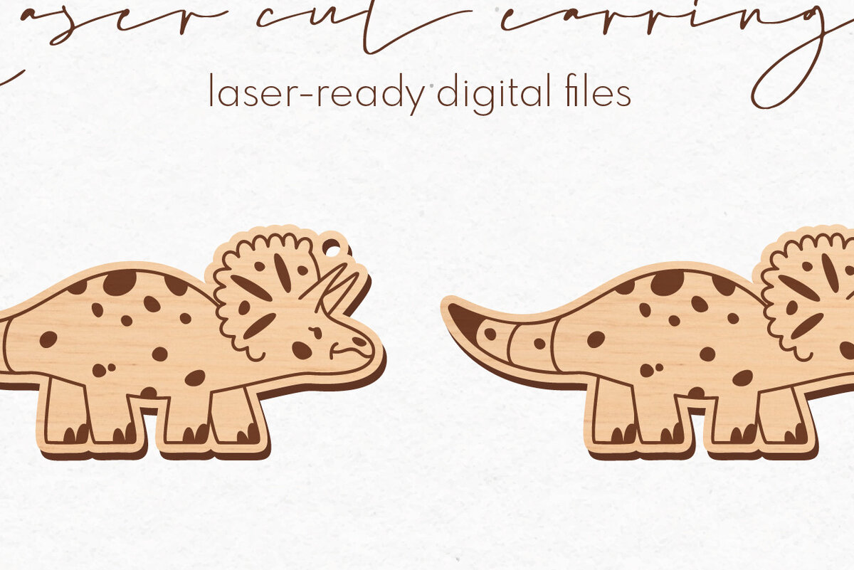 Σετ των 3 Intra απο ξύλο plywood 3mm-4mm πάχος -  κοπής με λέιζερ σκουλαρίκια Dinosaur Δίασταση 3x3 cm INTRAFABR-69466135