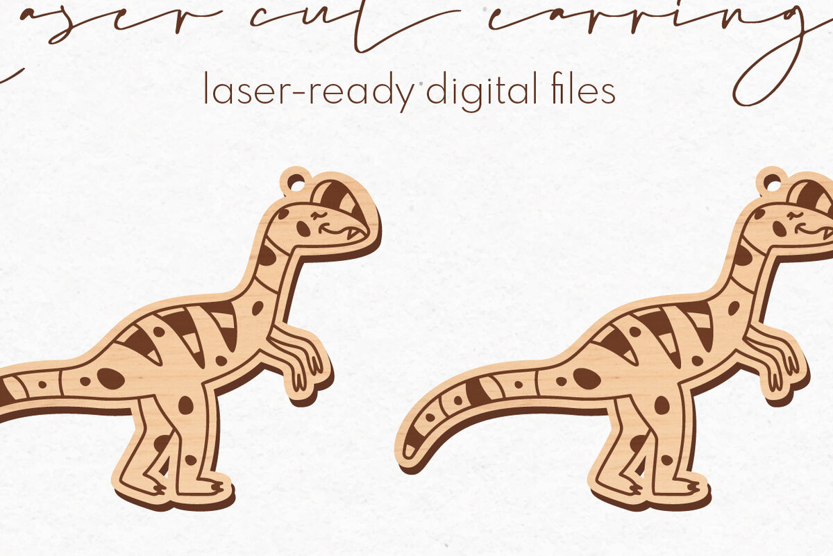 Σετ των 3 Intra απο ξύλο plywood 3mm-4mm πάχος -  κοπής με λέιζερ σκουλαρίκια Dinosaur Δίασταση 3x3 cm INTRAFABR-70254885