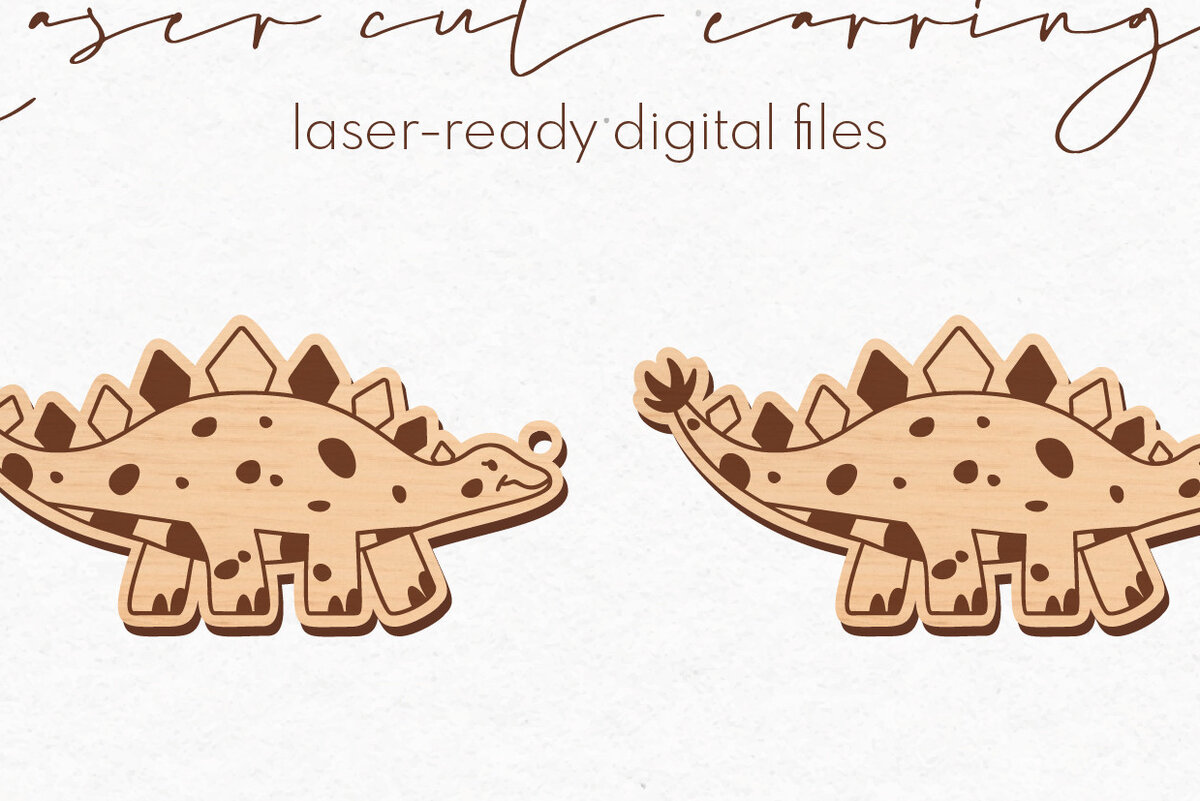 Σετ των 3 Intra απο ξύλο plywood 3mm-4mm πάχος -  με λέιζερ σκουλαρίκια δεινοσαύρων Δίασταση 3x3 cm INTRAFABR-69772771