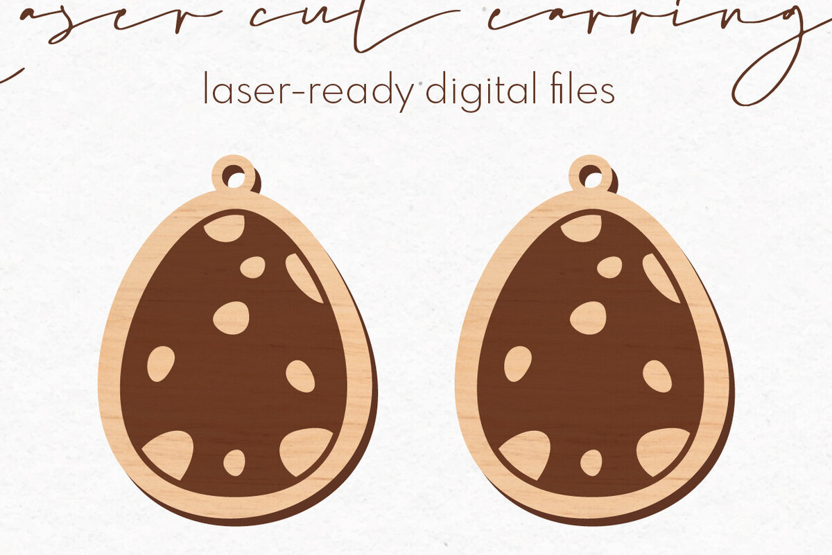 Σετ των 3 Intra απο ξύλο plywood 3mm-4mm πάχος - Σκουλαρίκια Dinosaur Egg  |  Δίασταση 3x3 cm INTRAFABR-79652996