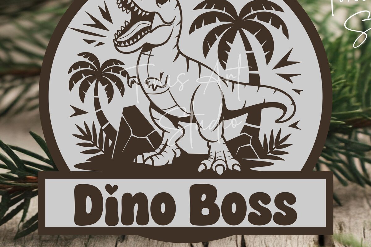 Σετ των 2 Intra απο ξύλο plywood 3mm-4mm πάχος - Σήμα ονόματος δεινοσαύρου , Laser δεινοσαύρων Δίασταση 20x20 cm INTRAFABR-117449550