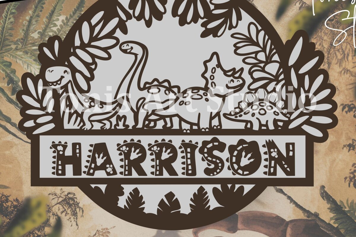 Σετ των 2 Intra απο ξύλο plywood 3mm-4mm πάχος - Πινακίδα ονόματος δεινοσαύρου  Nursery Cut Laser Δίασταση 20x20 cm INTRAFABR-115955184