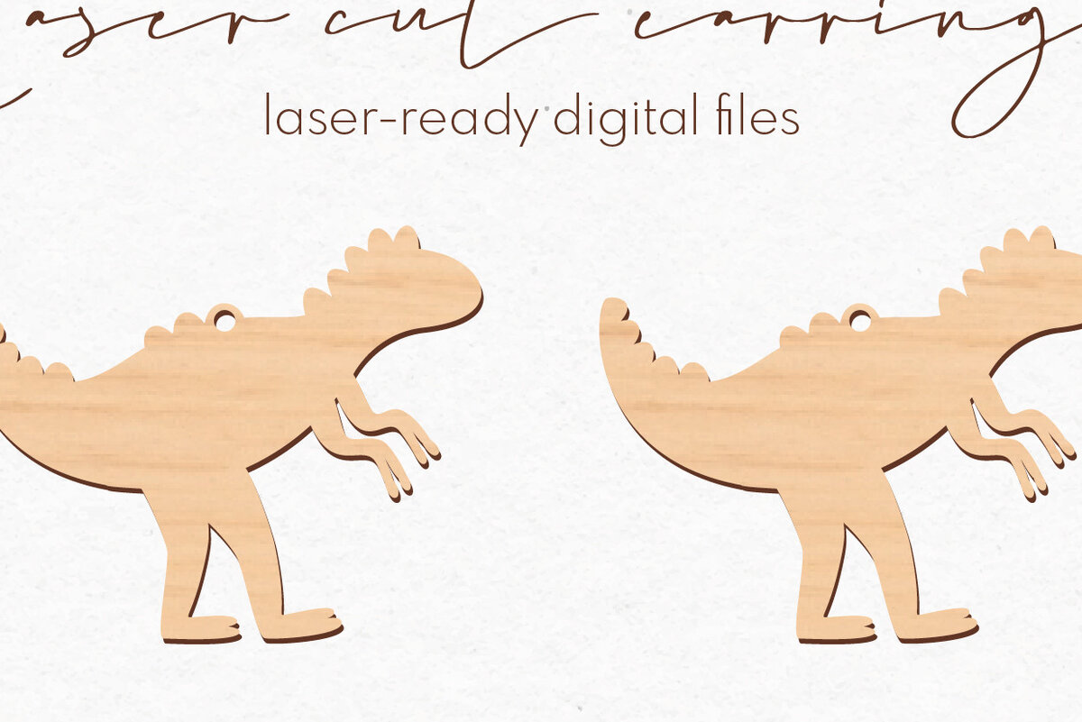 Σετ των 3 Intra απο ξύλο plywood 3mm-4mm πάχος - Σκουλαρίκια Dinosaur Silhouette |  Δίασταση 3x3 cm INTRAFABR-76881116