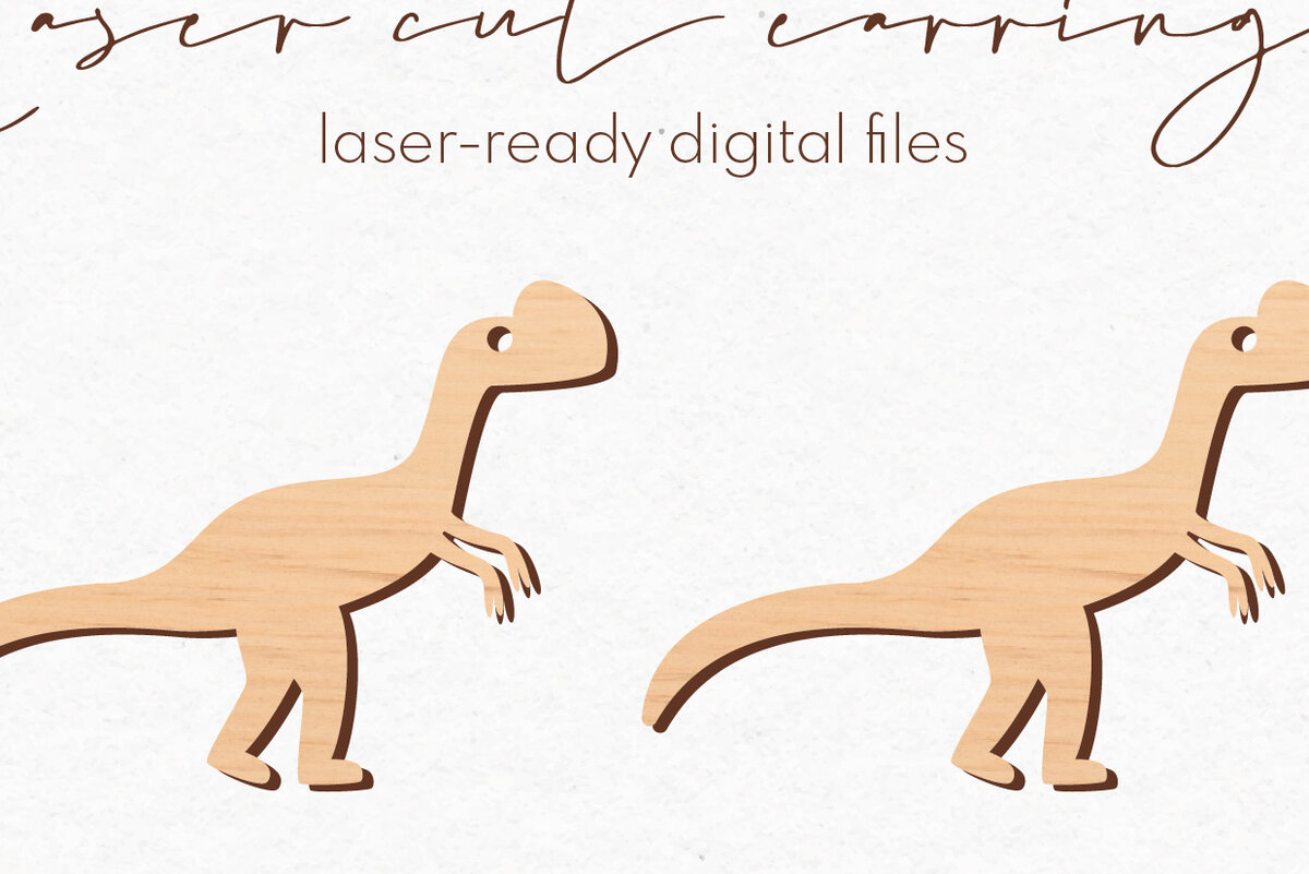 Σετ των 3 Intra απο ξύλο plywood 3mm-4mm πάχος - Σκουλαρίκια Dinosaur Silhouette |  Δίασταση 3x3 cm INTRAFABR-70910776
