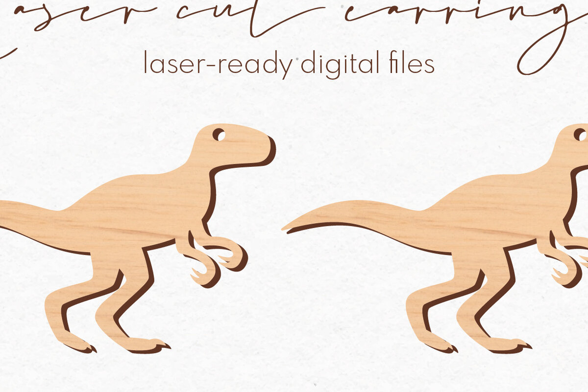 Σετ των 3 Intra απο ξύλο plywood 3mm-4mm πάχος - Σκουλαρίκια Dinosaur Silhouette |  Δίασταση 3x3 cm INTRAFABR-71144802