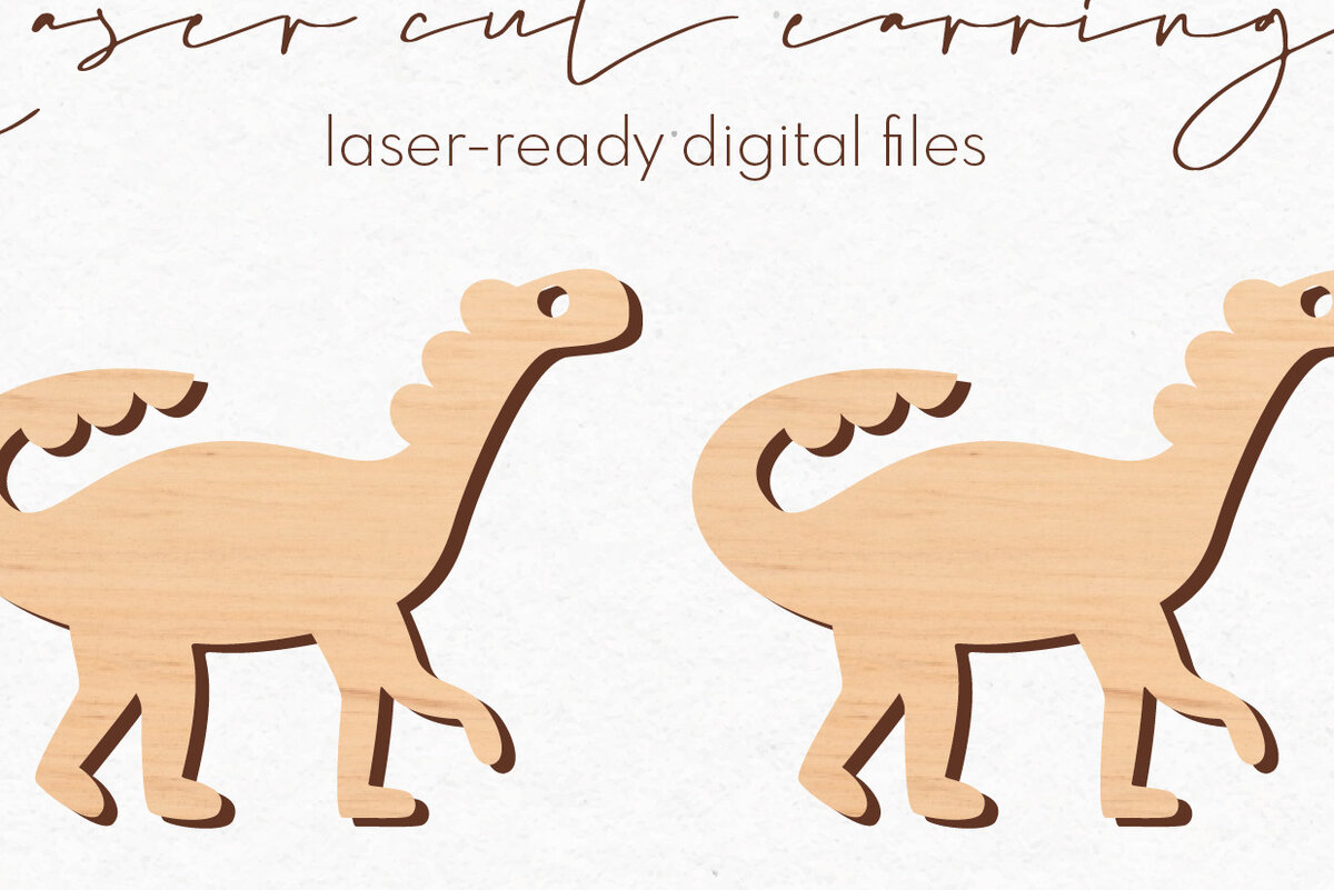 Σετ των 3 Intra απο ξύλο plywood 3mm-4mm πάχος - Σκουλαρίκια Dinosaur Silhouette |  Δίασταση 3x3 cm INTRAFABR-71536945