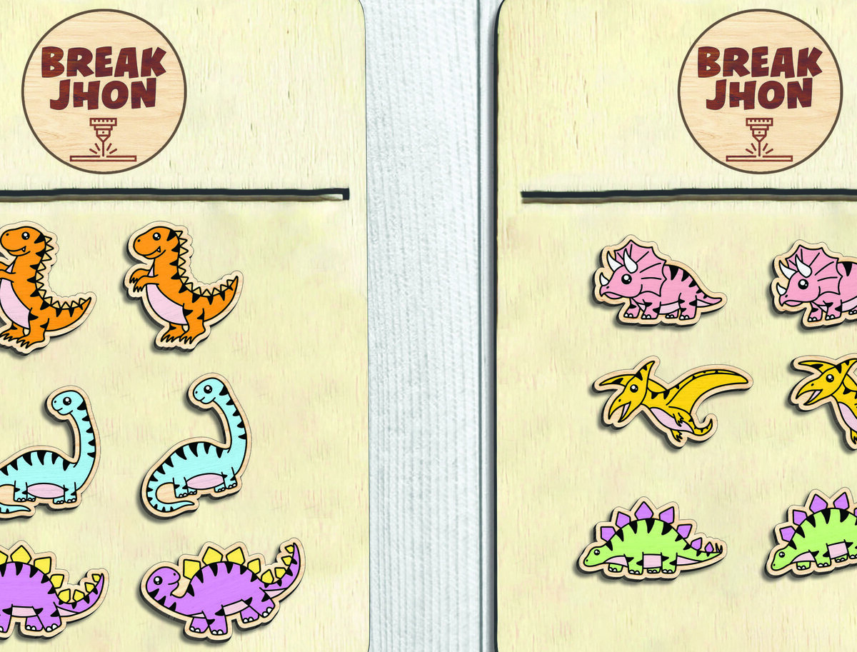 Σετ των 3 Intra απο ξύλο plywood 3mm-4mm πάχος - Dinosaur Stud Earrings  - Break Jhon Δίασταση 3x3 cm INTRAFABR-94958566