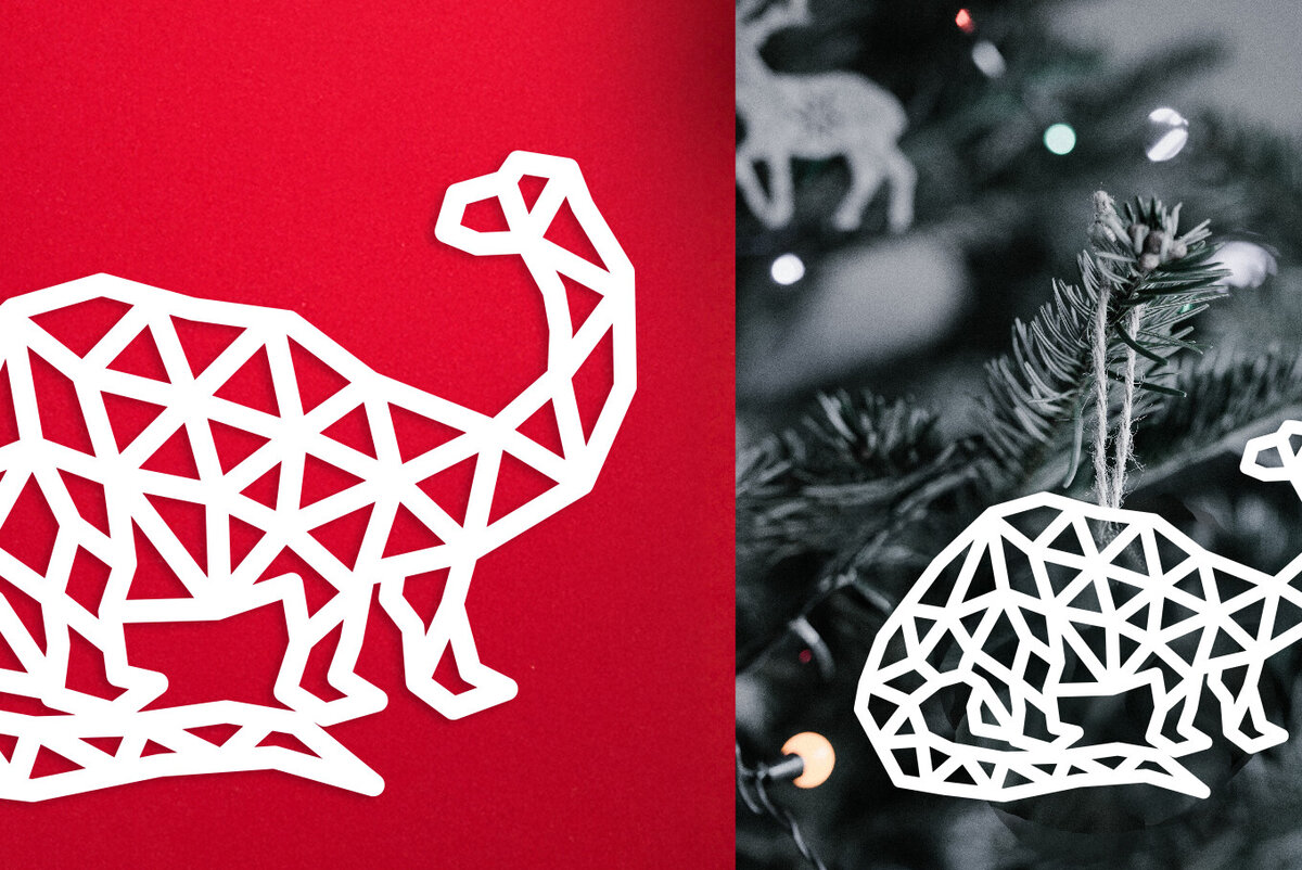 Σετ των 3 Intra απο ξύλο plywood 3mm-4mm πάχος - Δεινόσαυρος  | Χριστουγεννιάτικο στολίδι λέιζερ Δίασταση 6x6 cm INTRAFABR-119034451