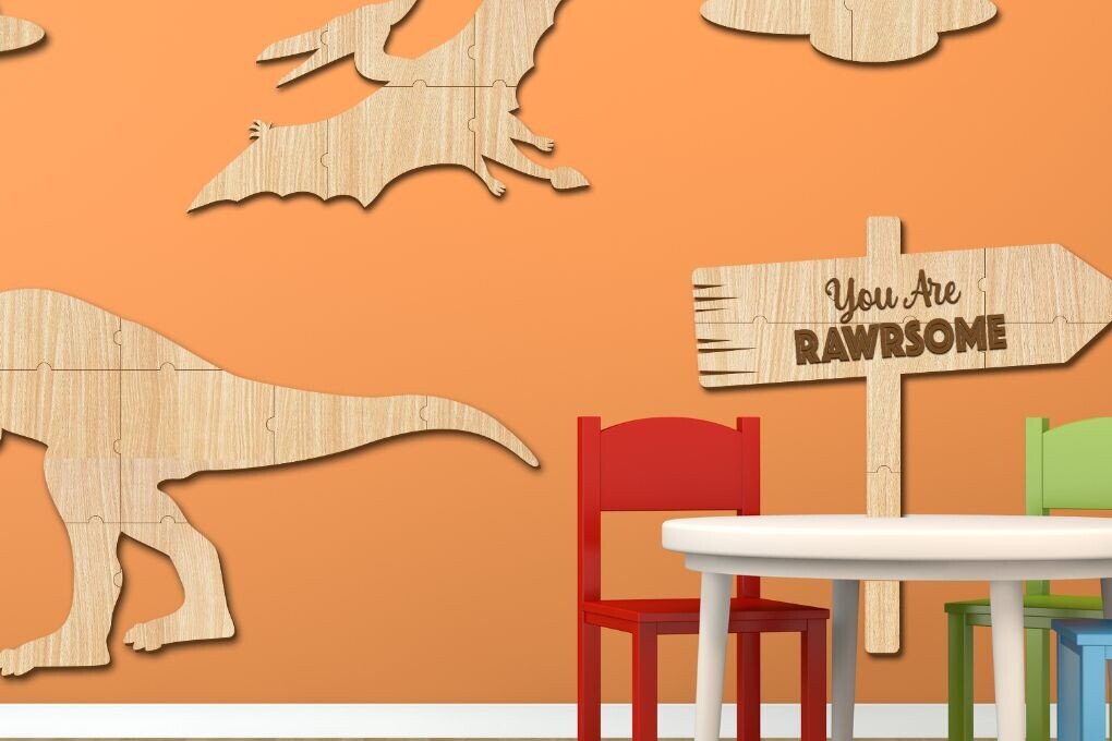 Intra απο ξύλο plywood 3mm-4mm πάχος - Διακόσμηση τοίχου Dinosaur Cut Laser Δίασταση 40x50 cm INTRAFABR-97167879