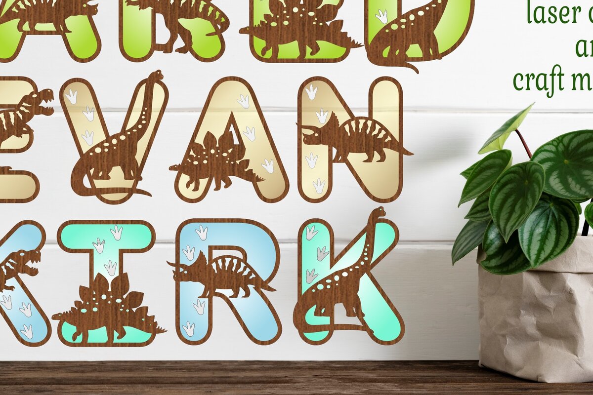 Intra απο ξύλο plywood 3mm-4mm πάχος - Δεινόσαυρος με ίχνη αλφαβήτου Δίασταση 30x20 cm INTRAFABR-71677870