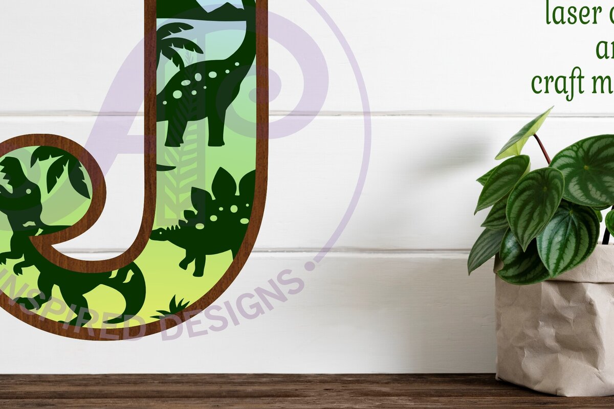 Intra απο ξύλο plywood 3mm-4mm πάχος - Dinosaurs Large J Wall Letter 3 Layer Δίασταση 30x20 cm INTRAFABR-114529774