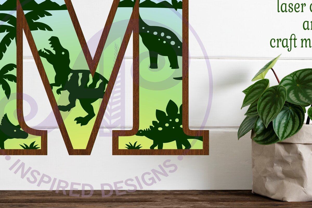 Intra απο ξύλο plywood 3mm-4mm πάχος - Dinosaurs Large M Wall Letter 3 Layer Δίασταση 30x20 cm INTRAFABR-114529694