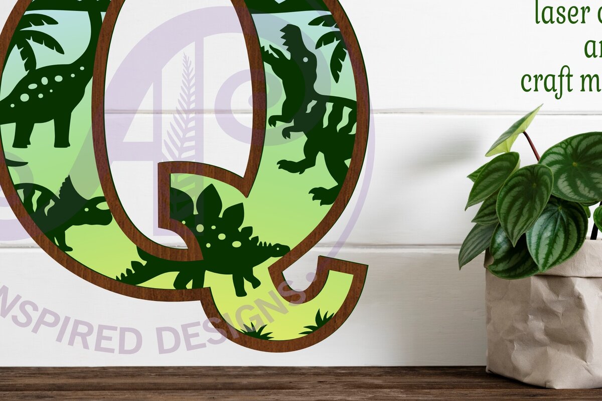 Intra απο ξύλο plywood 3mm-4mm πάχος - Dinosaurs Large Q Wall Letter 3 Layer Δίασταση 30x20 cm INTRAFABR-114529652